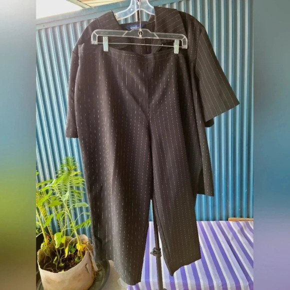 Penningtons Two Piece Pinstripe Pants and Short Sleeve Top Suit size  26 - Picture 2 of 16